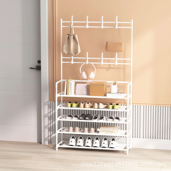 🌟 Étagère à Chaussures Multifonction 7 Niveaux + Porte-Manteaux 🌟